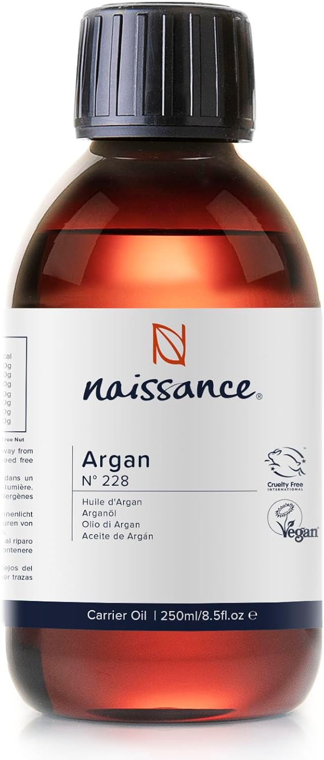 Naissance Argan Oil (No. 228) 225ml - Natural Growth Hair Mask, Anti-Ageing, Antioxidant - Moisturiser for Face, Skin, Beard Cuticles and Hands