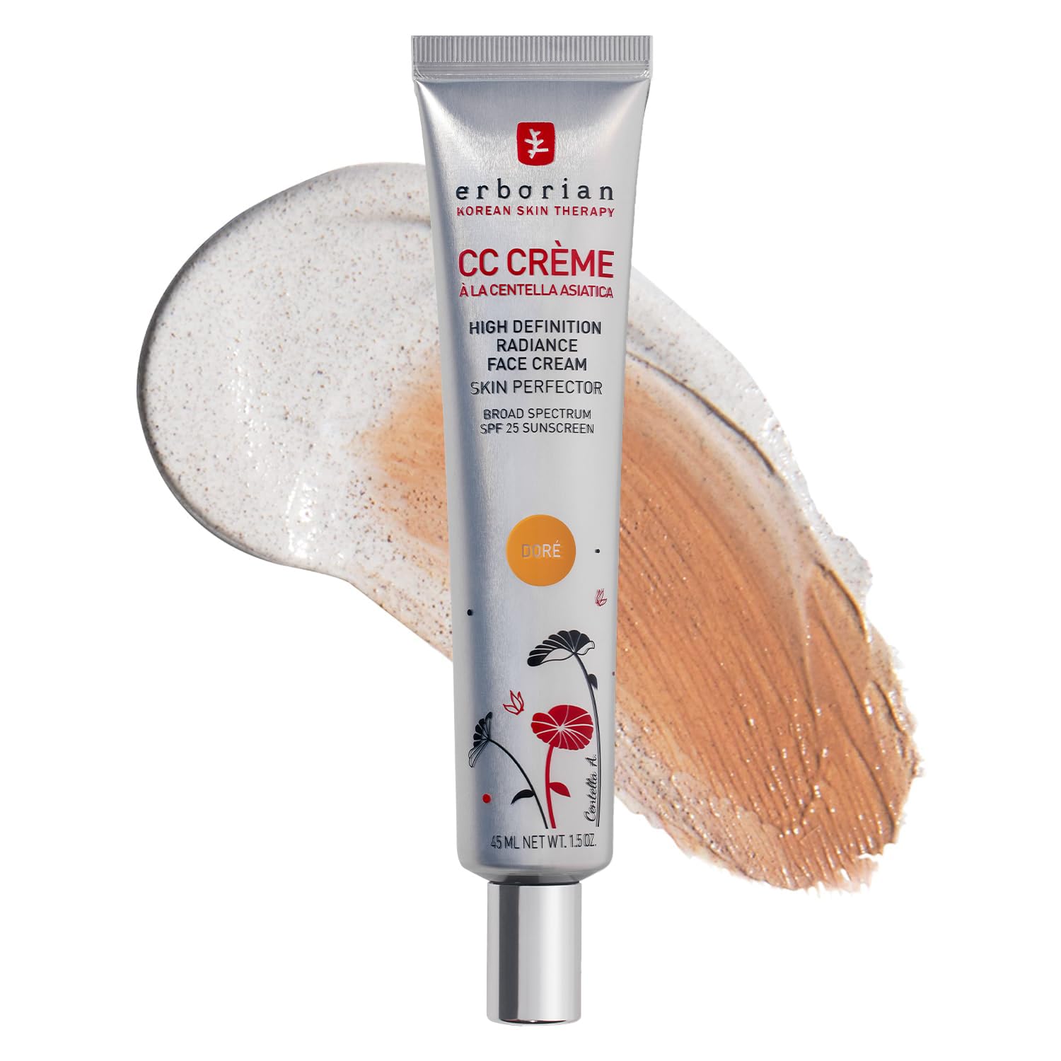 Erborian CC Cream, Color Correcting, Tone-Evening Korean Skincare Makeup Hybrid, Moisturizes, Lightweight, Blurs Skin, Natural, Luminous Finish