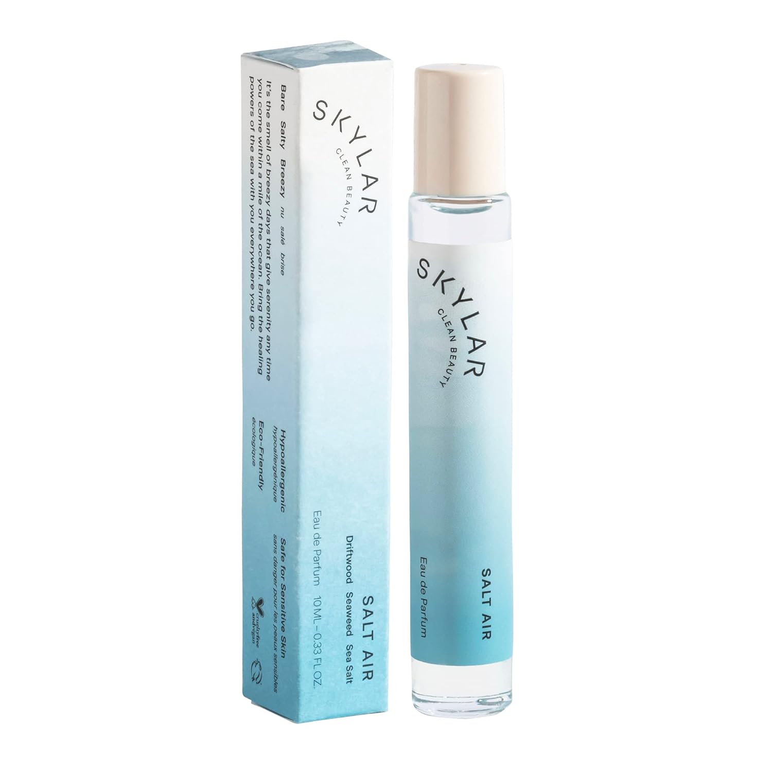 Skylar Salt Air Roll On Travel Perfume for Women - Mini Fresh Beach Perfume, Driftwood, Sea Salt & Water Lily Notes - Hypoallergenic, Vegan, Clean Fragrance for Sensitive Skin - 10mL / 0.33 Fl oz