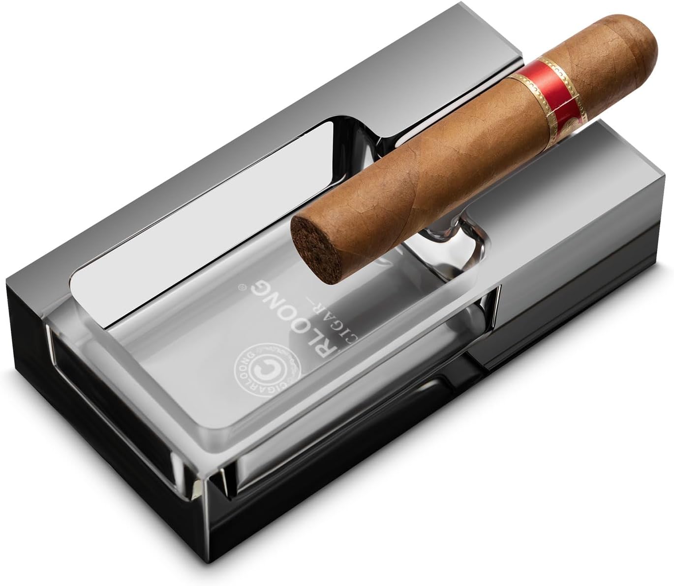 CIGARLOONG Cigar Ashtray Glass for Outdoors Patio Home Office Use,Gift for Men (Grey)