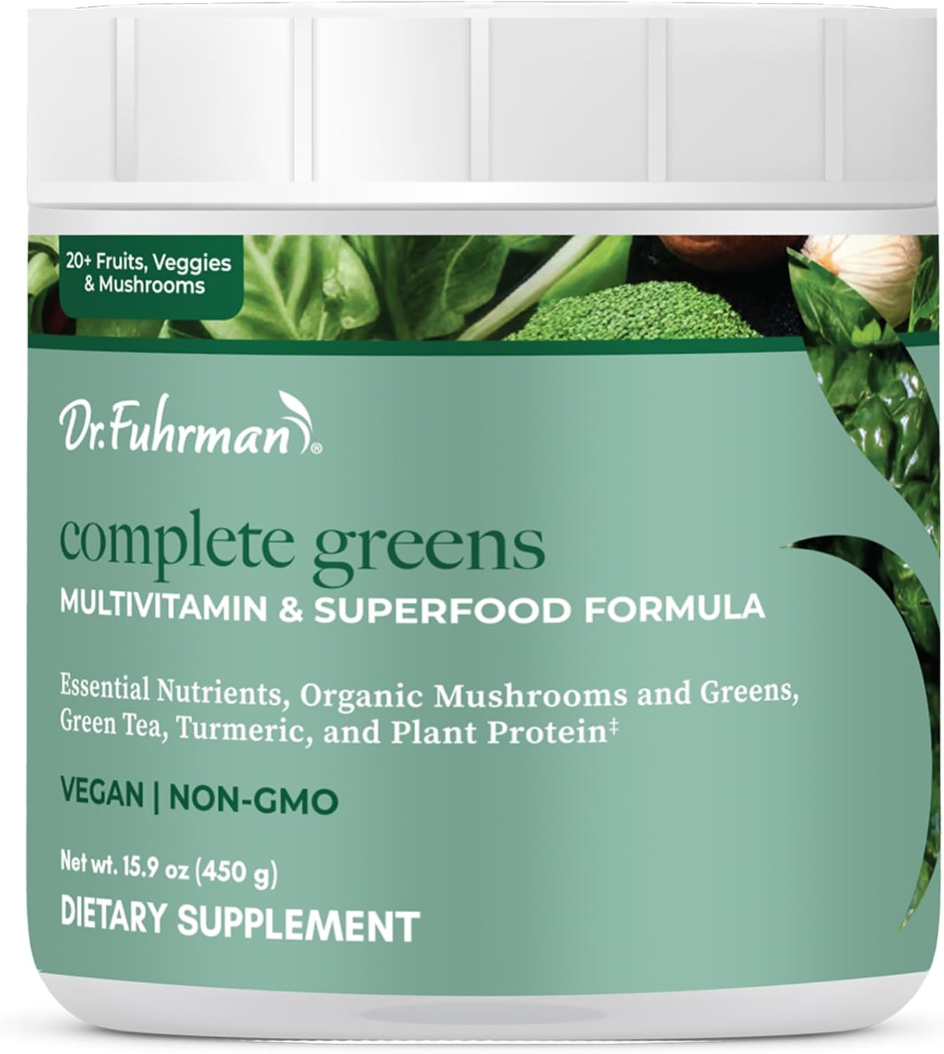 Dr. Fuhrman Complete Greens Multivitamin and Superfoods Formula - Premium Powdered Greens Superfood for Optimal Health and Nutrition (30 Servings)