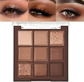 Neutral Brown Eye Shadow palette- Rose Gold Dark Brown Eyeshadow Palette Colorful 9 Colors, Matte Shimmer Highly Pigmented Nude Eyeshadow Palette Makeup Naturing-Looking Long Lasting