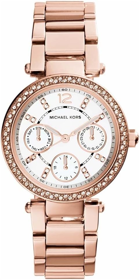 Michael Kors Parker Watch for Women, Quartz Chronograph Movement with Stainless Steel or PVC Strap