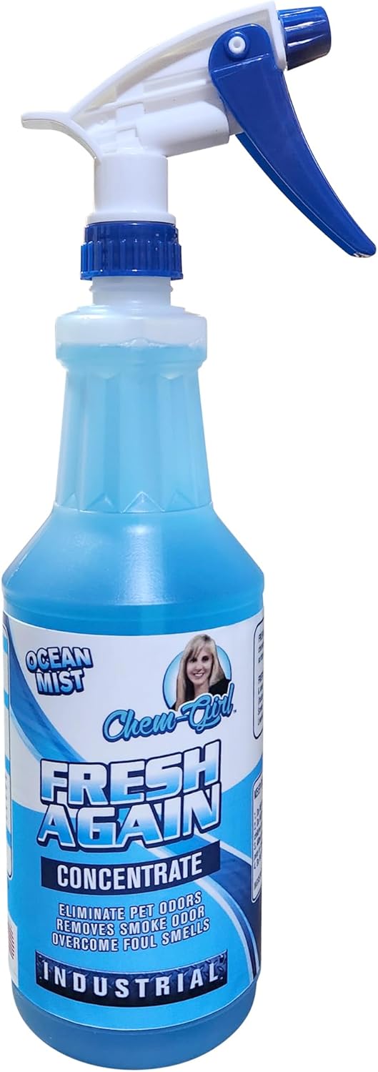 Chem-Girl | FRESH AGAIN Odor Remover & Deodorizer - Neutralizes Foul Odors in Upholstery, Carpet, Air, Shoes, Rugs, Clothes, Dog Beds, Litter Boxes | Industrial Strength Concentrate - 1 Quart