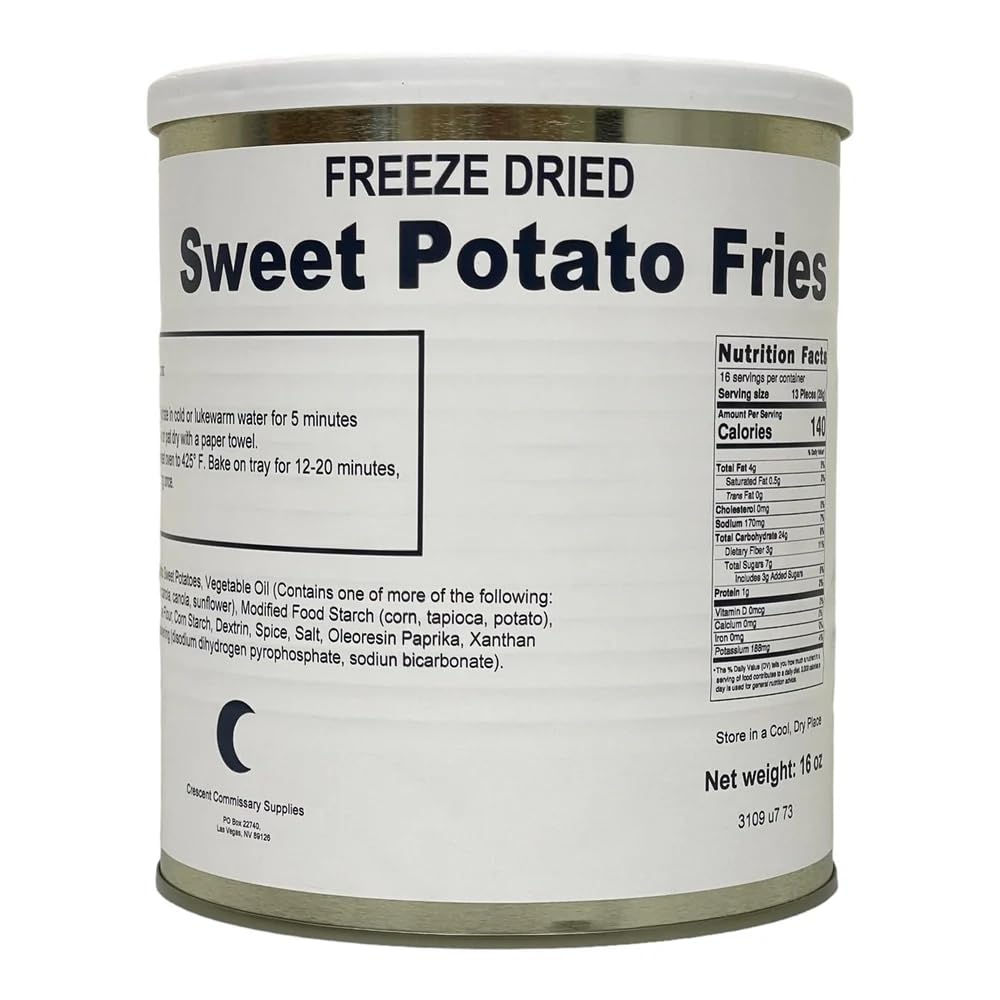 Military Surplus Freeze-Dried Sweet Potato Fries 16 Oz Long-Term Storage Survival Food, Perfect for Emergency Preparedness & Camping | Pantry Staples 25+ Year Shelf Life Made in USA Pack of 1