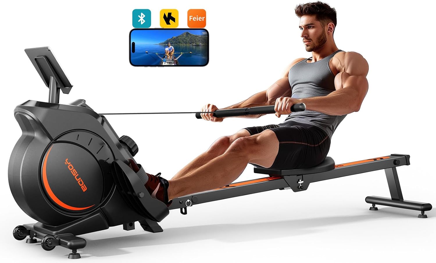 YOSUDA Magnetic/Water Rowing Machine 350 LB Weight Capacity - Rower Machine for Home Use with Bluetooth, App Supported, Tablet Holder and Comfortable Seat Cushion