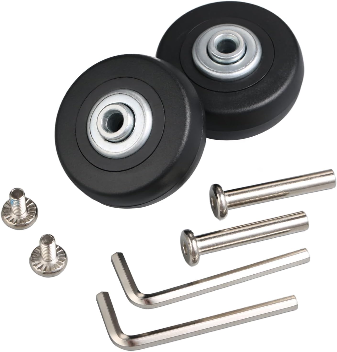 Mtsooning 2PCS Suitcase Wheels Replacement,50x18mm Luggage Wheels Replacement for Tripp Samsonite It Ourister Suitcases with Axles Wrench Bearings Repair Kit