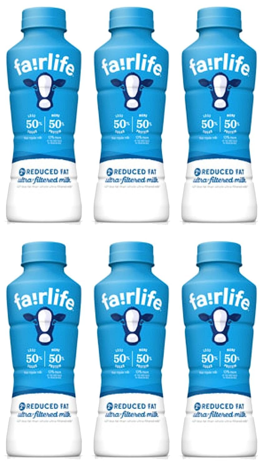 A-ONE Fairlife UFM Milk 2% Reduced Fat Milk 6 Pack, 14 Fl Oz, Total 6 bottles (6 bottles plain)