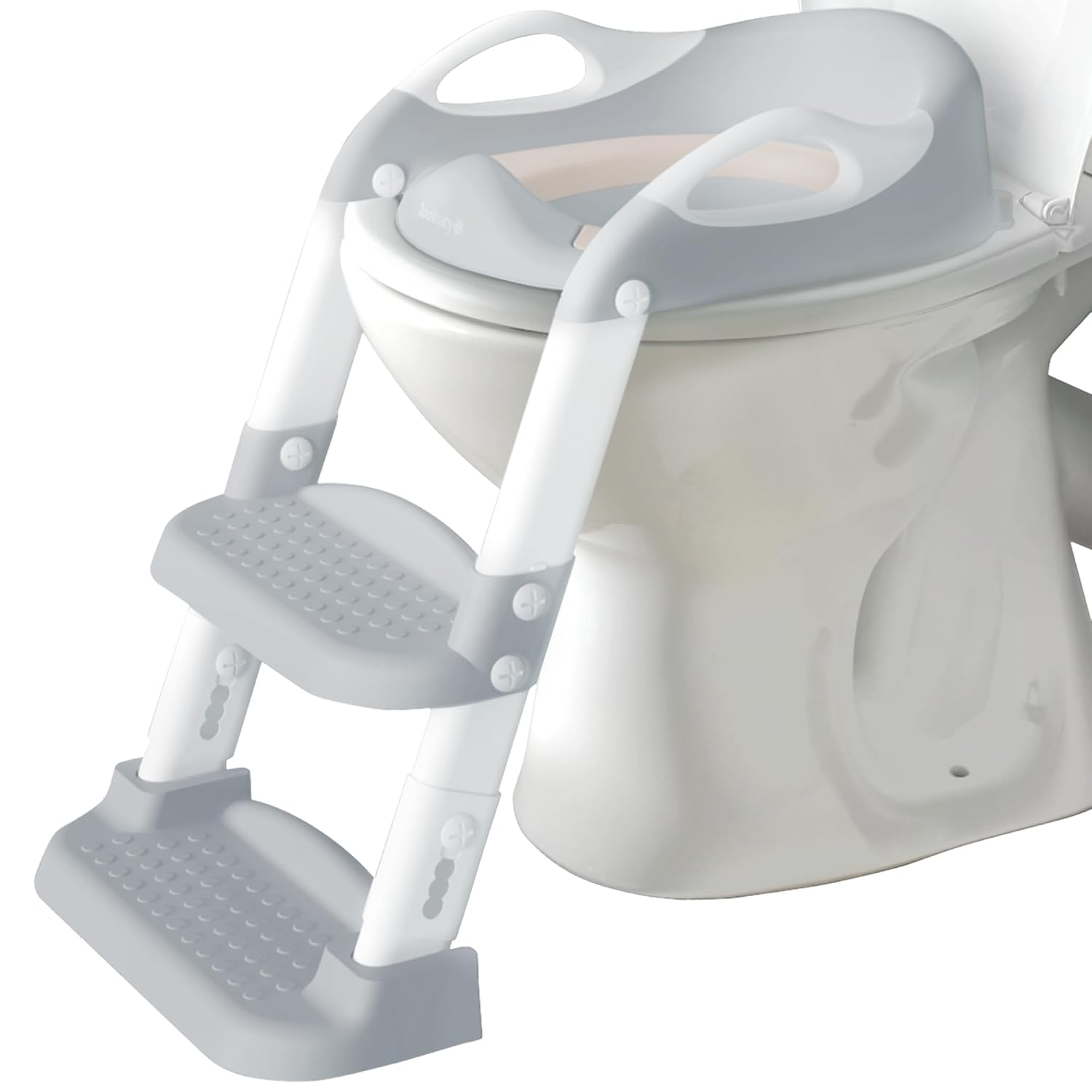 Jool Baby Potty Training Seat with 2 Step Ladder for Toddlers - Soft Cushioned Seat & Splash Guard, Adjustable Height (Gray)