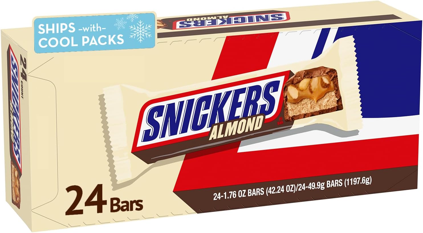 SNICKERS Almond BAR - 50g - by Mars - American Candy BAR - 24 Bars