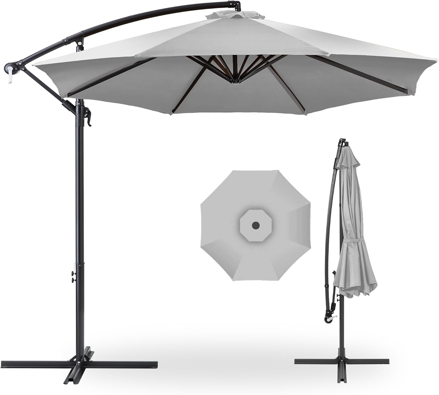Best Choice Products 10ft Offset Hanging Market Patio Umbrella w/Easy Tilt Adjustment, Polyester Shade, 8 Ribs for Backyard, Poolside, Lawn and Garden