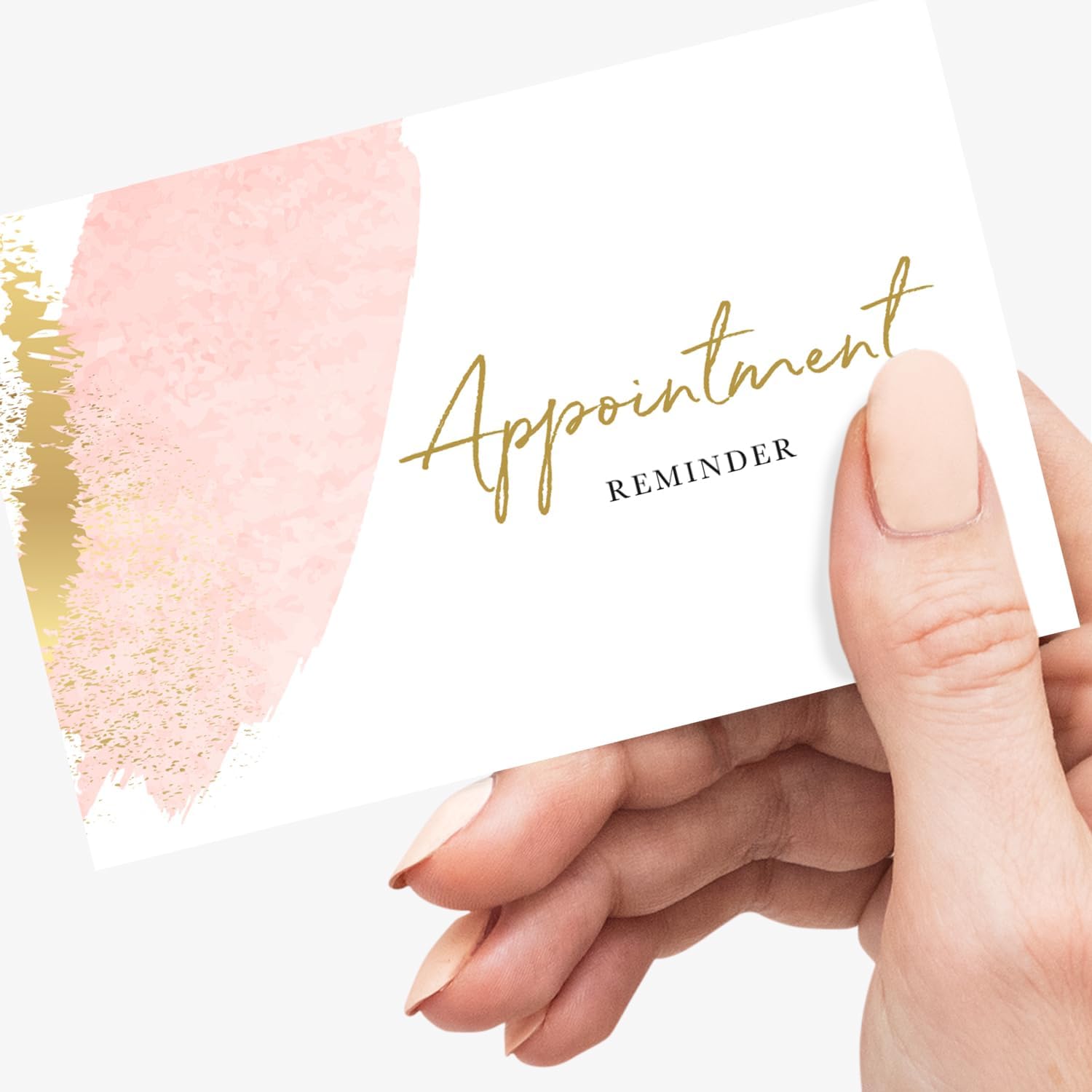 Appointment Cards for Business, Hair Salon Appointment Cards, Beauty Appointment Reminder, Massage Stylist Nail Dental, Pink & Gold, 85 x 55mm (100 Pack)