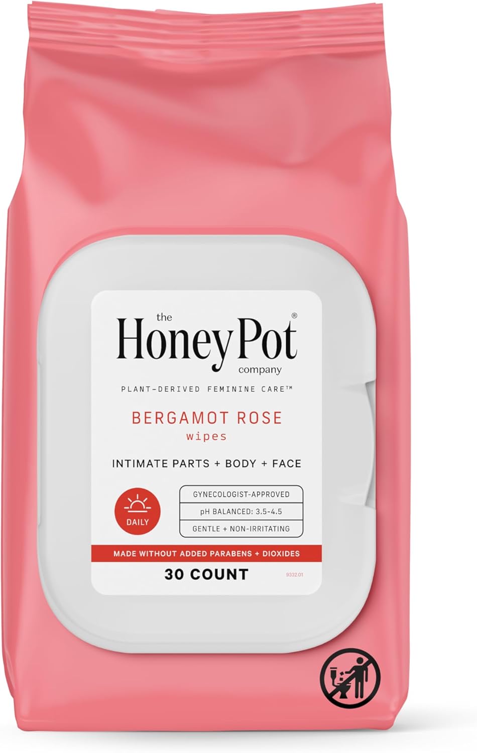 Bergamot Rose Wipes, 30 Count, The Honey Pot Company