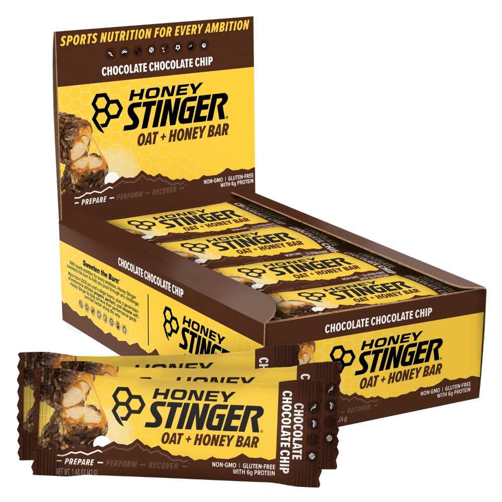 Honey Stinger Oat + Honey Bar | Chocolate Chocolate Chip | Energy Packed Food to Prepare for Exercise, Endurance & Performance | Sports Nutrition Snack | Pre-Workout, Protein, Gluten Free | Box of 12