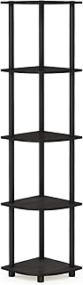 Furinno Turn-N-Tube 5 Tier Corner Display Rack Multipurpose Shelving Unit, 1-Pack, Espresso/Black