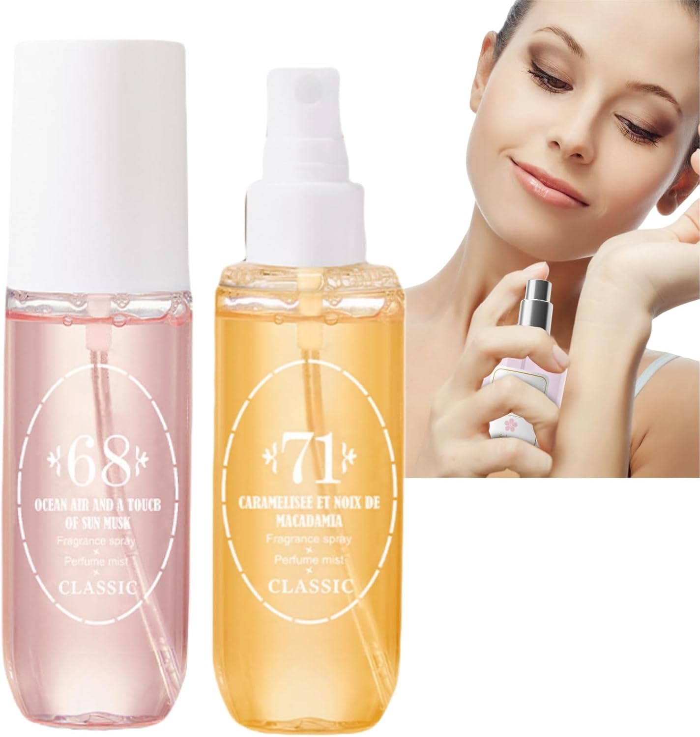 2PCS Brazilian Perfume Body Spray,Hair & Body Perfume Spray Mist,Fruity Body Spray,Fruity and Floral Body Fragrance,Hair Perfume Mist,Long Lasting Oil Perfume,Natural Moisturizing Body Splash