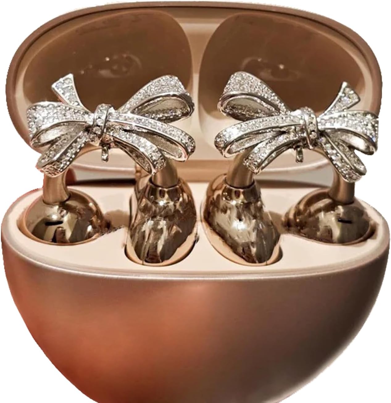 Bow Rhinestone for Clip on Earbuds Open Ear Accessories, Elegant Zirconia Decorative Earphone Accessories, Removable Exquisite DIY Decoration (Bow)