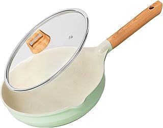 Nonstick Wok Pan with Lid, 12 Inch Non Stick Wok Stir Fry Pan with Ergonomic Handle and Unique Cover Beads, 100% APEO and PFOA Free Suit for Gas, Electric, Induction & Ceramic Stoves,Green