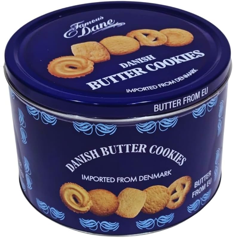 Danish Butter Cookies Assortment with sticker - Luxury Festive Biscuits For Sharing - Biscuit Hamper For Families Adults Kids - Christmas Secret Santa