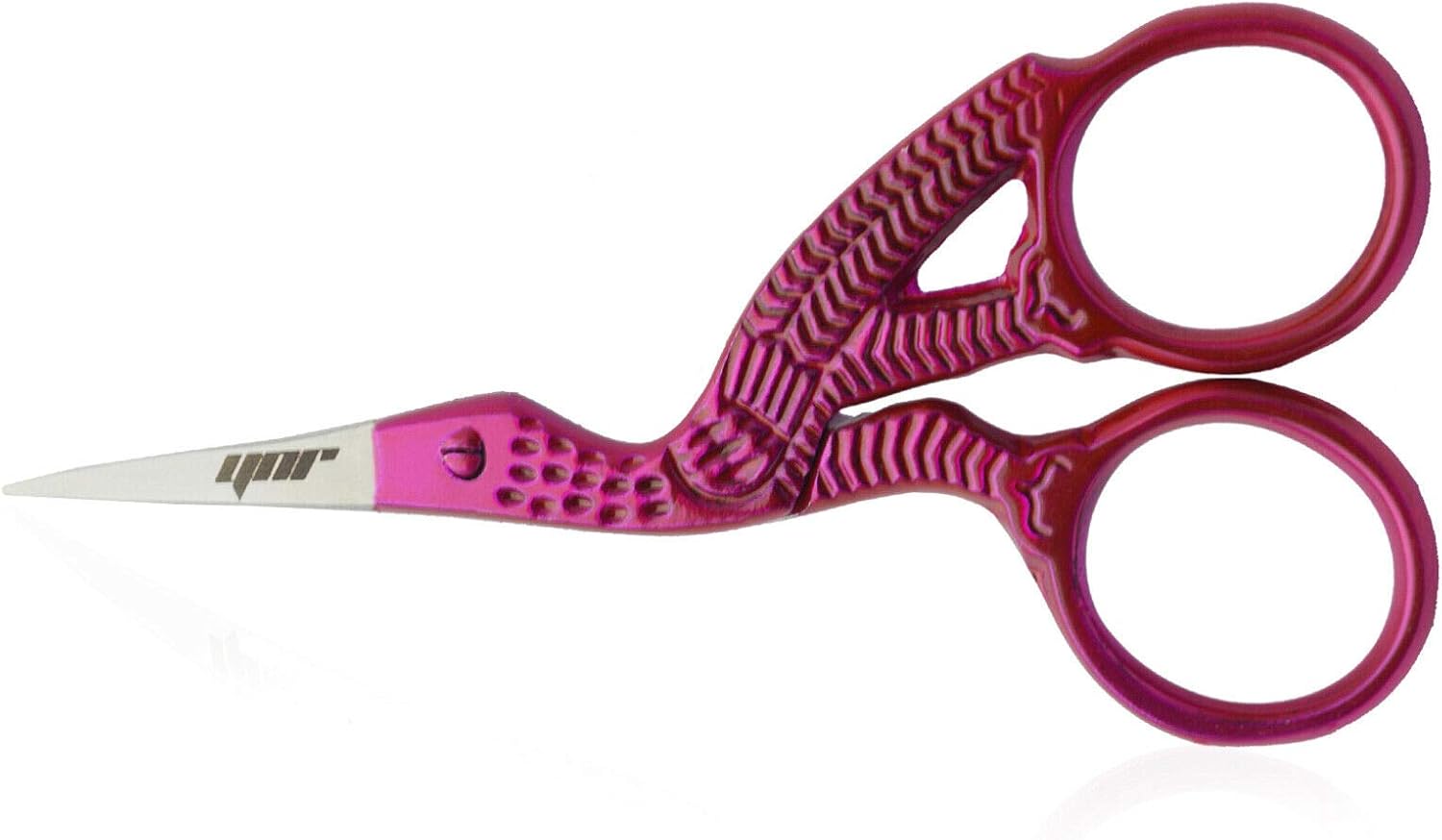 YNR® Stork Scissors | Eyebrow Sewing Knitting | Thin Point Edge | Crystal Colours (Pink Crystal)