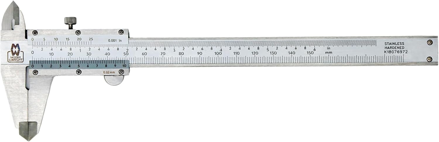 Moore & Wright MW100-15BI Workshop Vernier Caliper, 0mm-150mm/0"-6" Range,Pink