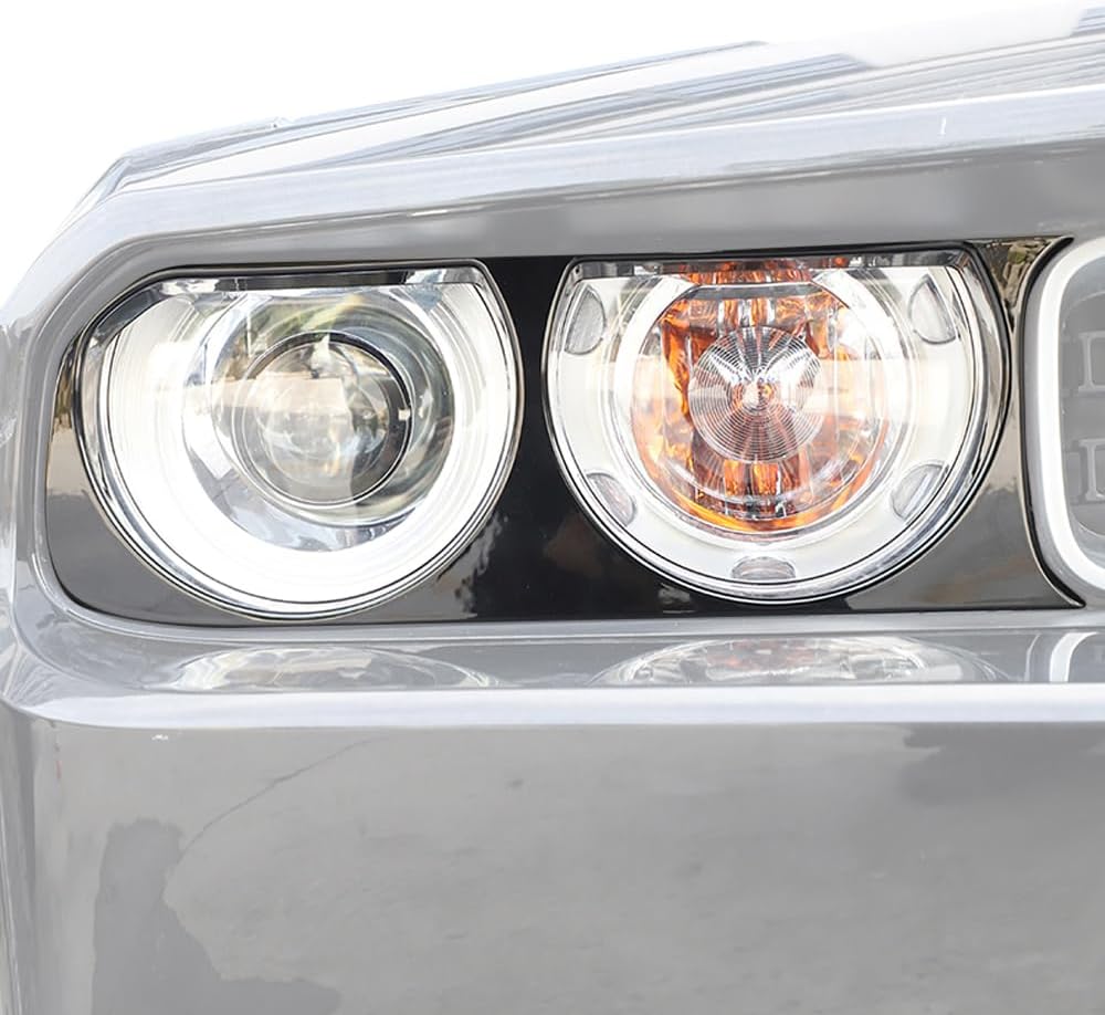 Front Headlight Guards Cover Trim Protector for Dodge Challenger 2009 2010 2011 2012 2013 2014 Exterior Headlamp Guard Kit Accessories (Matte Black)