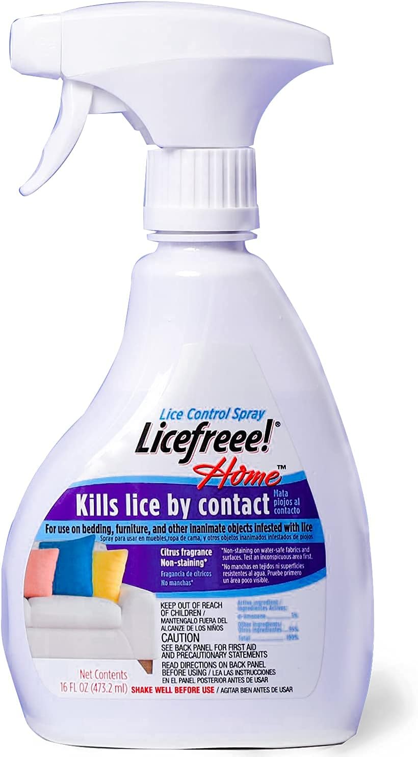 Licefreee Home Lice Control Spray - Non-Staining Lice Treatment Spray for Furniture, Mattresses, Fresh Citrus Fragrance, 16 Fl Oz