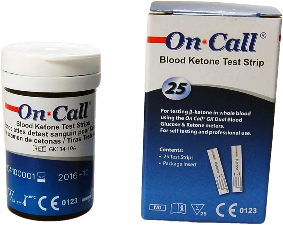 25 On Call Blood Ketone Test Strips for The Mission On-Call GK Dual Meter