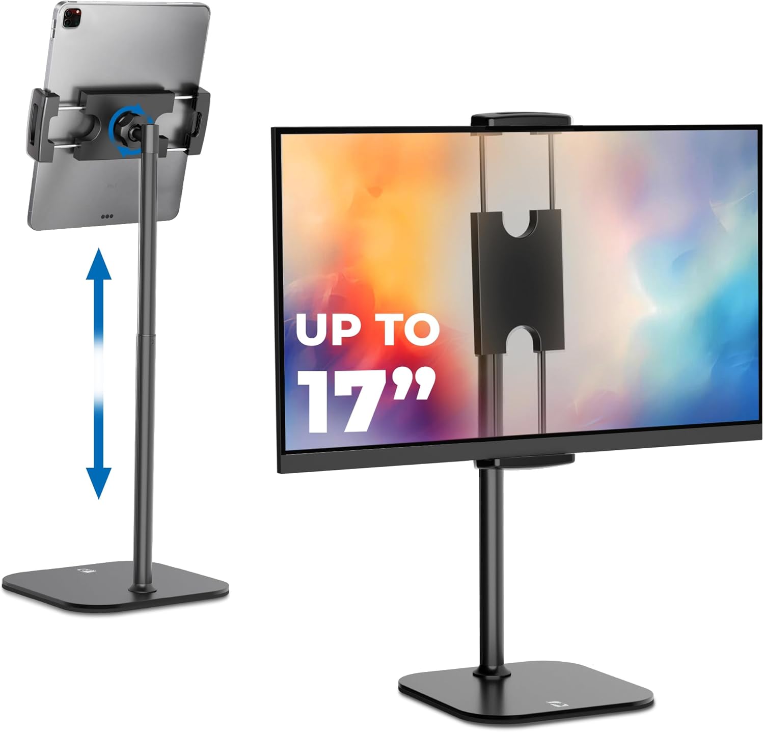 Cooper TabStand - Height Adjustable iPad Stand for Desk, Tablet Holder, 17" Portable Monitor Stand | Aluminum Alloy Telescoping Tablet Tripod for All iPad, Pro, Air, Mini & Kindle (Night Black)
