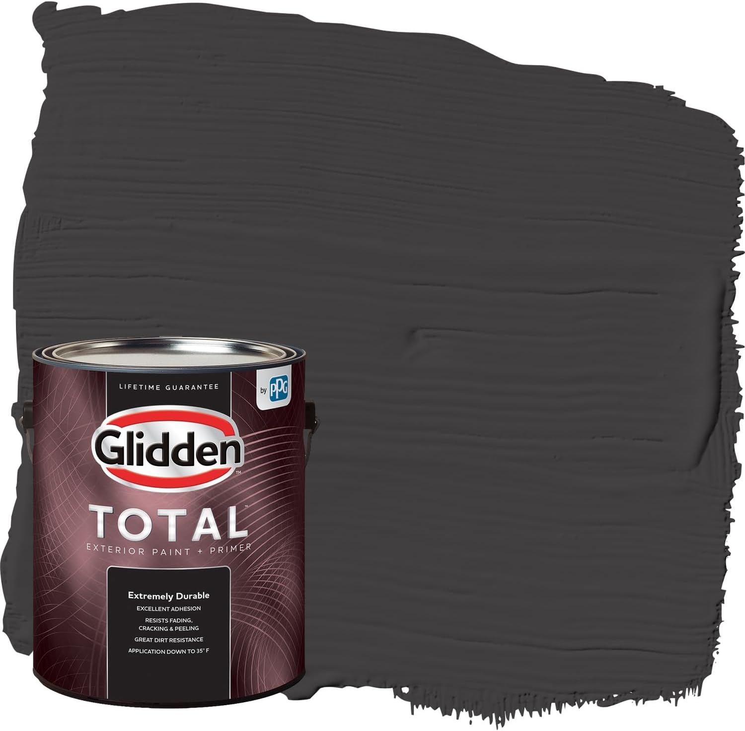 Glidden Total Exterior Paint & Primer All-in-One, Black Magic/Black, Semi-Gloss, 1 Gallon