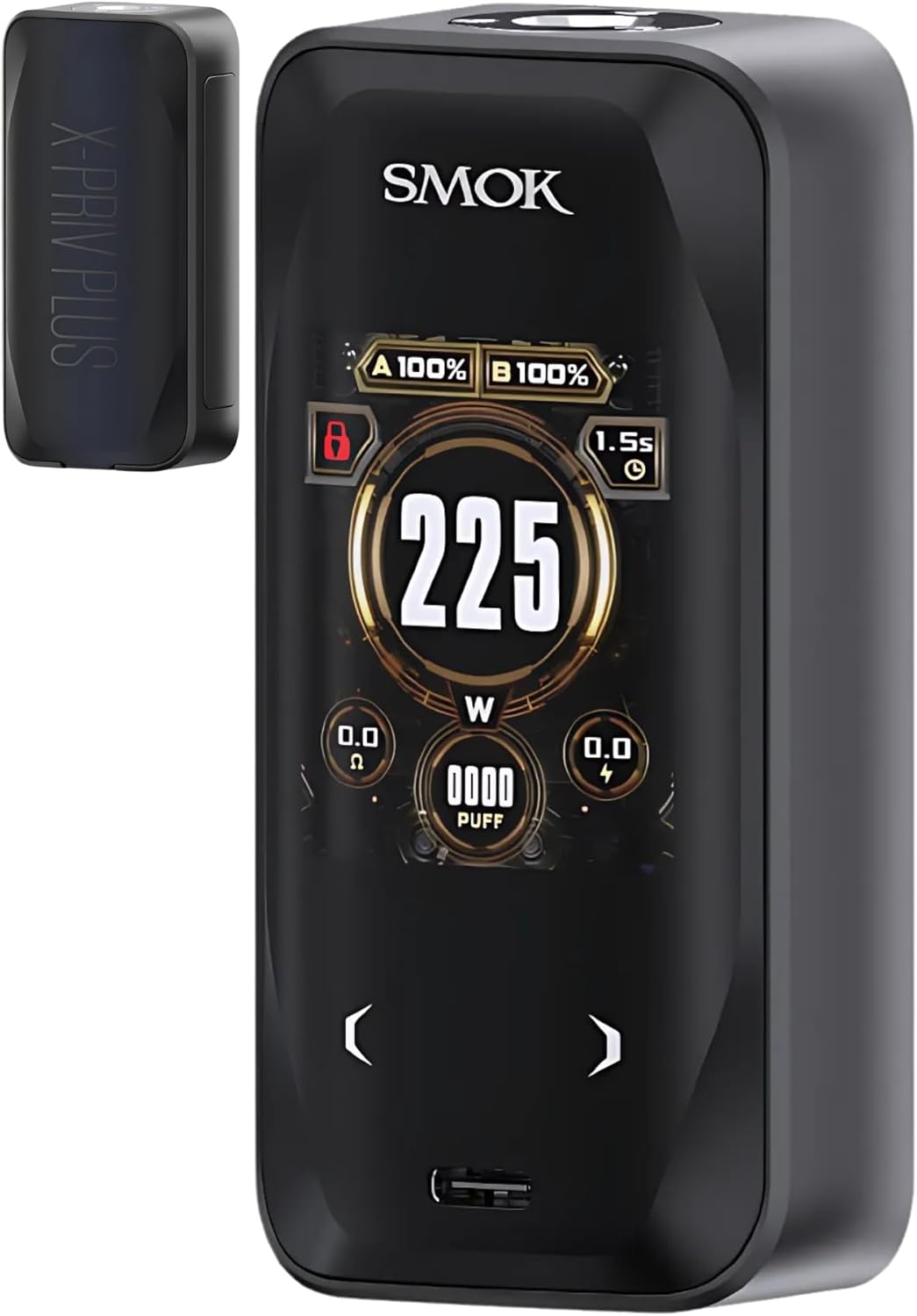 SMOK X-Priv Plus Vape Mod - [Requires 2 x 18650 Battery - Sold Separately] 225w, MTL, RDTL and DTL Vaping, Threaded 510 Connection, No Nicotine (Black)