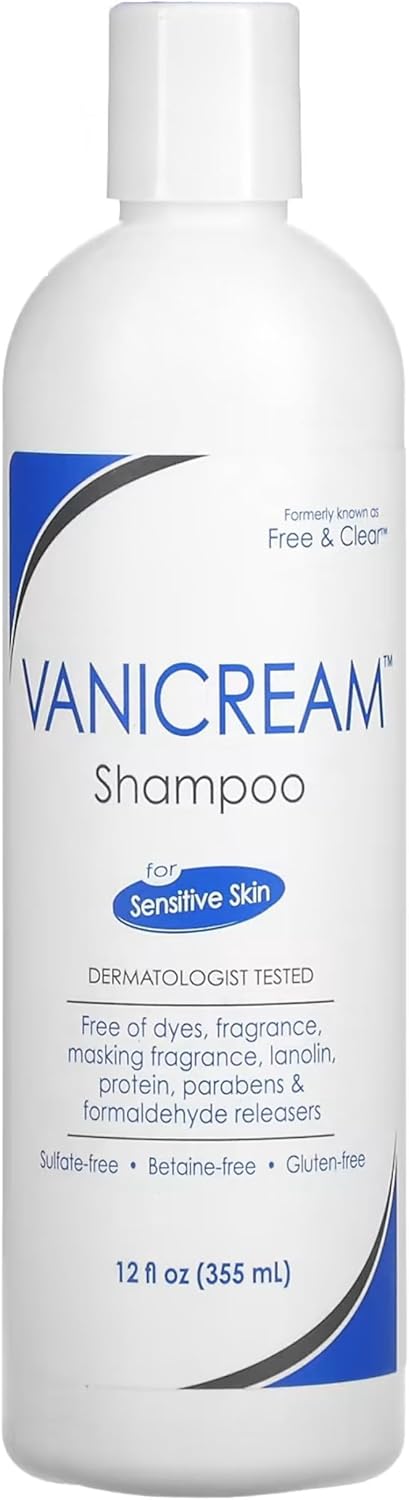 Vanicream Shampoo for Sensitive Skin, Dermatologist Tested, Free of Dyes, Fragrance, Parabens and Formaldehyde Releasers, Sulfate-Free, 12 fl oz (Pack of 3)