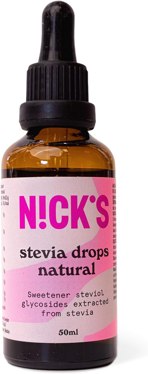 NICKS Stevia Drops (50ml) Natural Sugar Free Zero Calorie Liquid Keto Sweetener Gluten Free Low Carb Sugar Substitute Alternative (50 ml (Pack of 1), Natural)