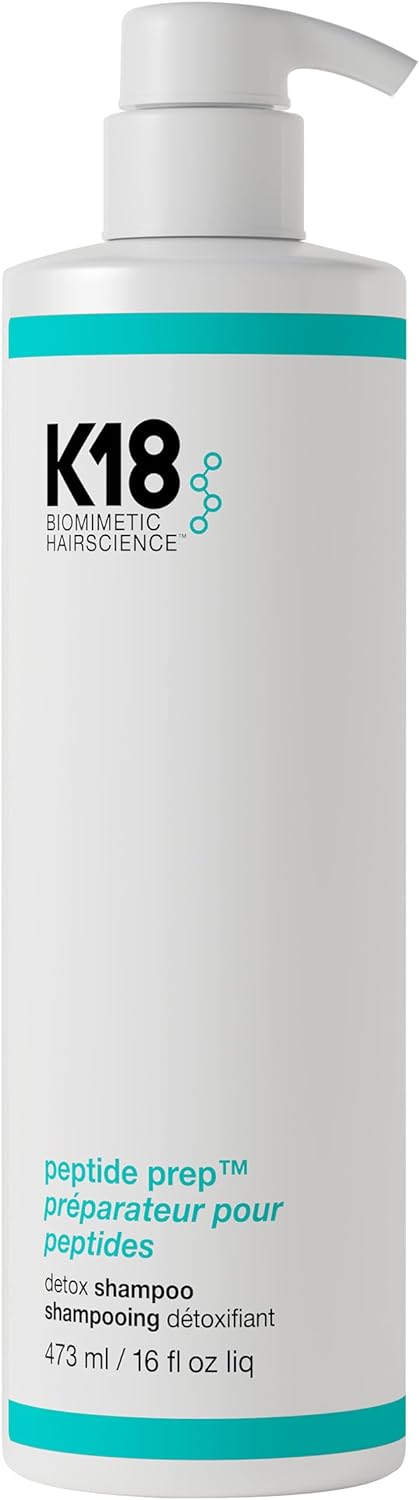 K18 PEPTIDE PREP® Colour-Safe Detox Clarifying Shampoo, Non-Stripping, pH-Optimised Cleanse, Removes Product Buildup, Dirt, Oils & Metals, 473ml