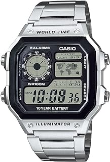 Casio Men's Classic Stainless Steel Japanese-Quartz Stainless-Steel Strap, Silver, 21 Casual Watch (Model: AE1200WHD-1A)
