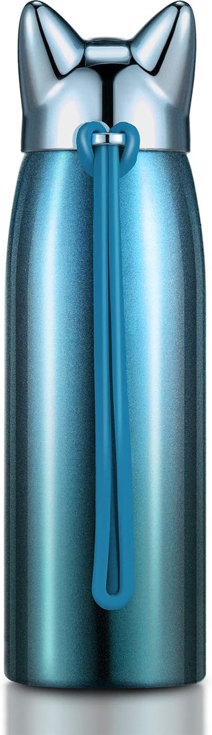 Christmas Cat Bottle Stainless Steel Water Bottle Insulated Thermal Travel Mug Cute Vacuum for Women and Kids (Jasper Green)