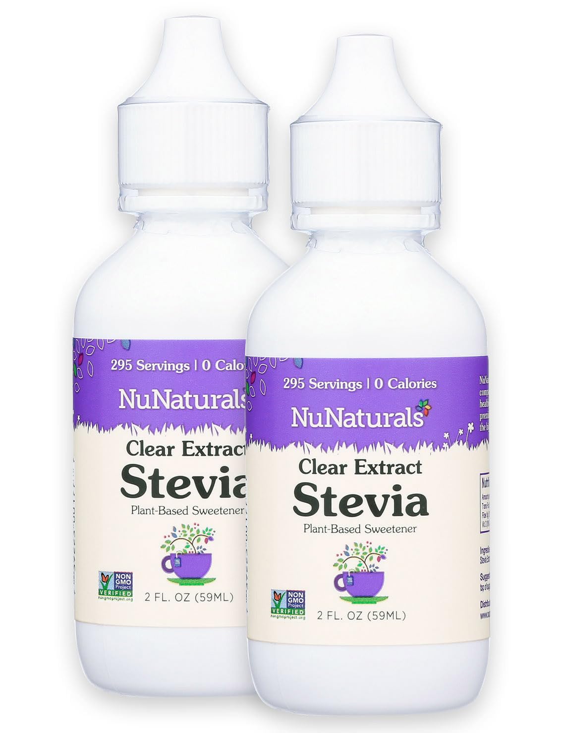 Nunaturals Clear Extract NuStevia, Plant-Based Sweetener, 2 oz, 2 Pack, Plastic