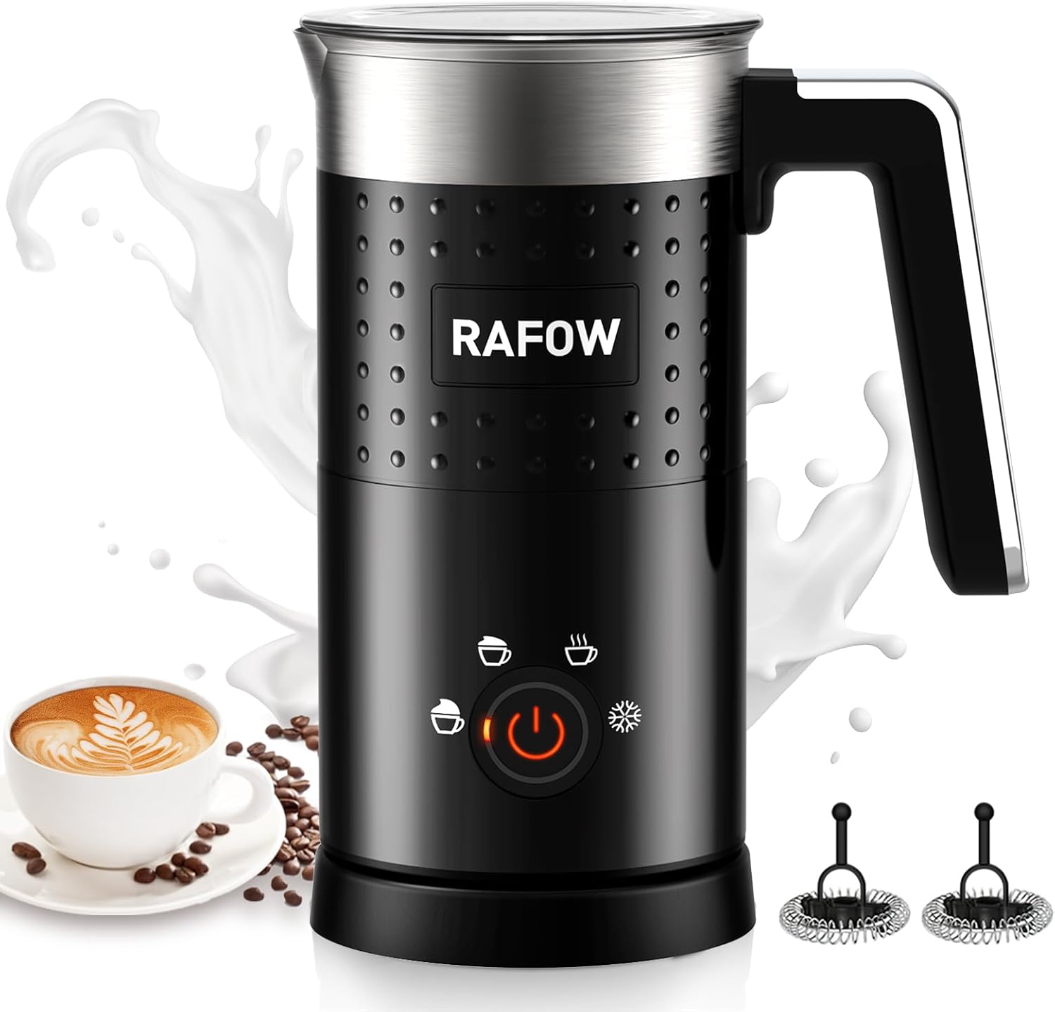 Milk Frother Electric 4 in 1 - Automatic Milk Frothers 300ml Large Capacity Milk Steamer Silent Operation Milk Heater and Warmer Hot & Cold Milk Foamer Maker for Latte Coffee Chocolate