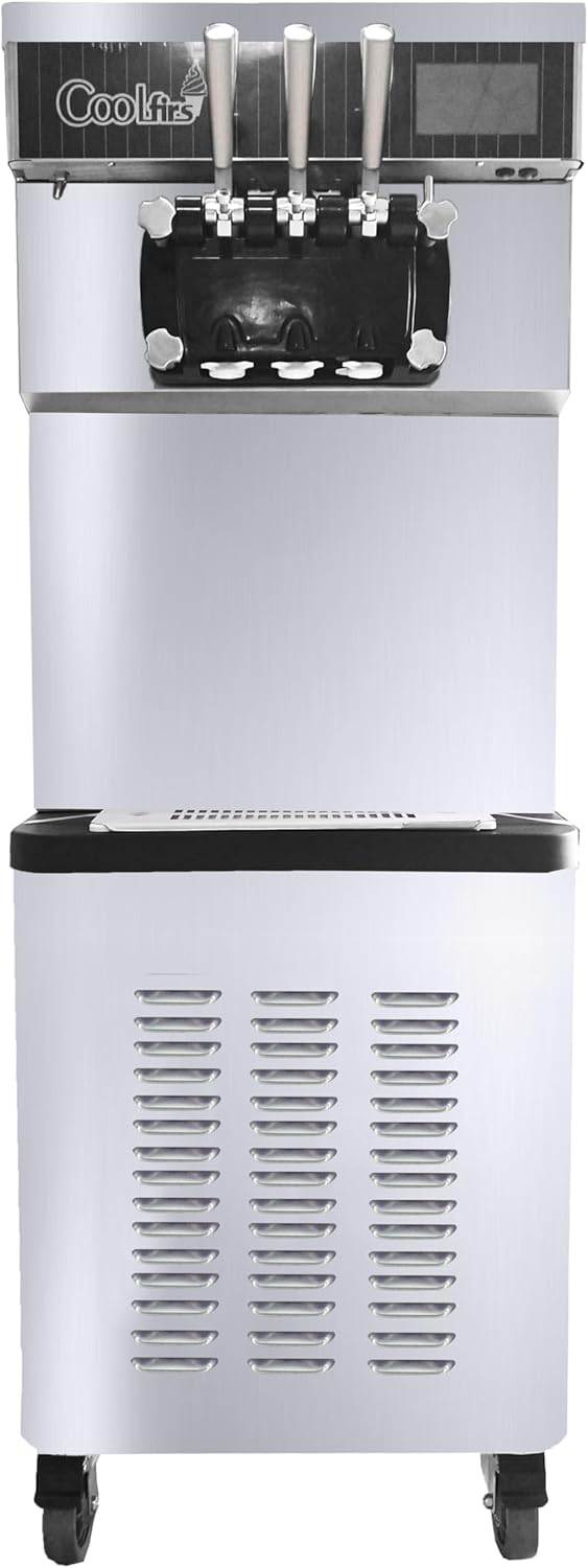 CVS2020.COM D880A, Ice Cream Machine, Triple Head with Touch Screen, 3800 Power, 24/7 Cooling, Produces 40L/h, 1.9Lx2 Freezing Cylinder, 9Lx2 Mix Hopper, Piston Pump, Pre Cooling System