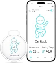 Sense-U Smart Baby Abdominal Movement Monitor - Tracks Baby's Abdominal Movement, Feeling Temperature, Rollover with Instant Audio Alerts on Smartphones
