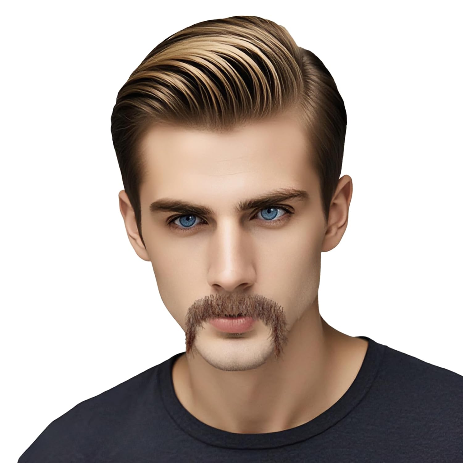 Fake Beard and Mustache, Lace Thick Human Hair Fake Beard,Fake Goatte False Facial Hair for Halloween, Theater, Cosplay (Gray-brown)