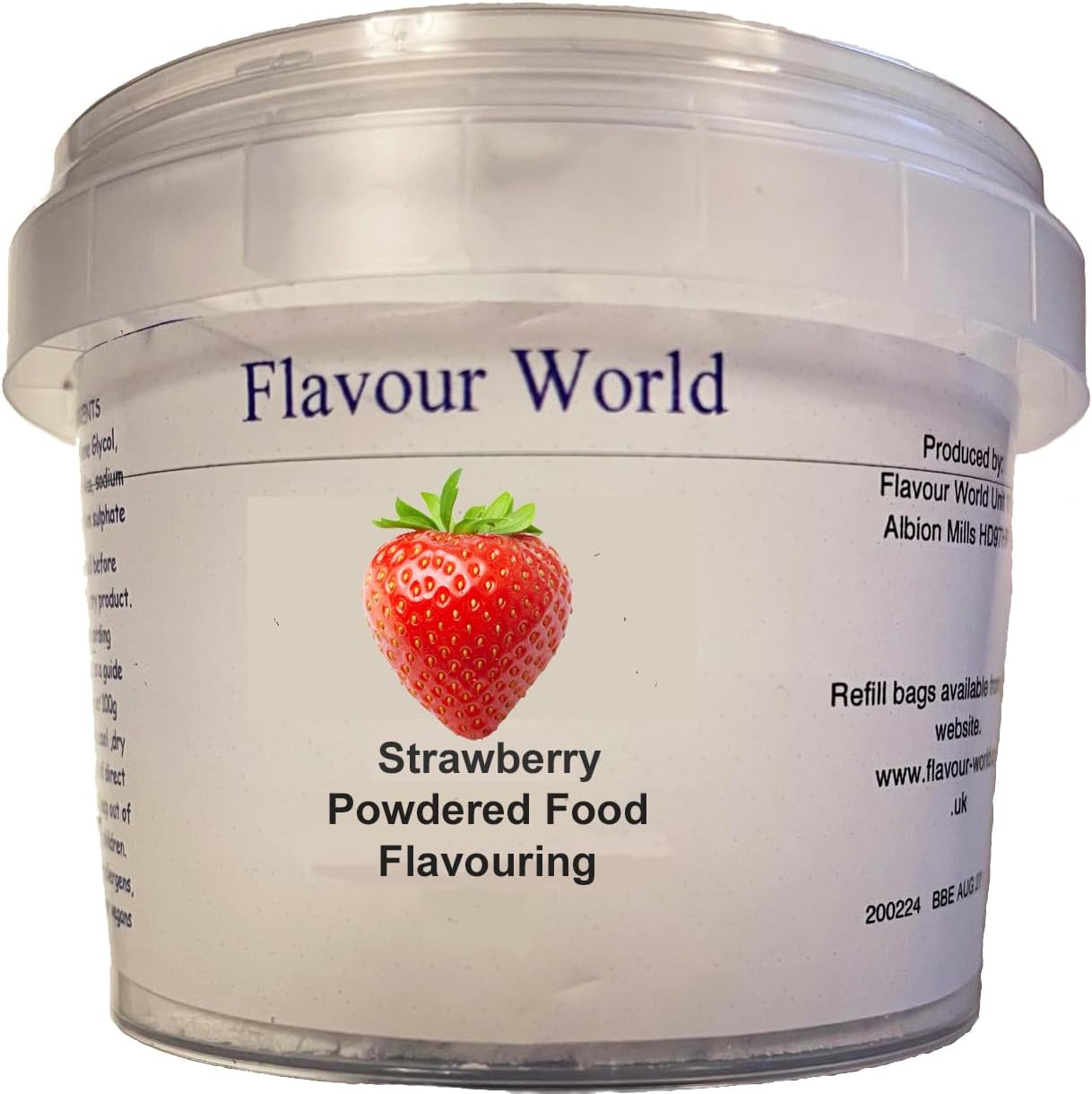 Flavour World Professional Powdered Food Flavouring 40g or 80g tubs with small dosing spoon included (40g, Strawberry)