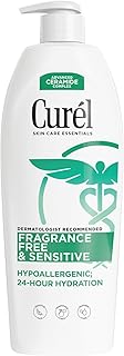 Curel Fragrance Free Comforting Body Lotion, Unscented Dry Skin Moisturizer for Sensitive Skin, with Advanced Ceramide Complex, Repairs Moisture Barrier, 20 oz