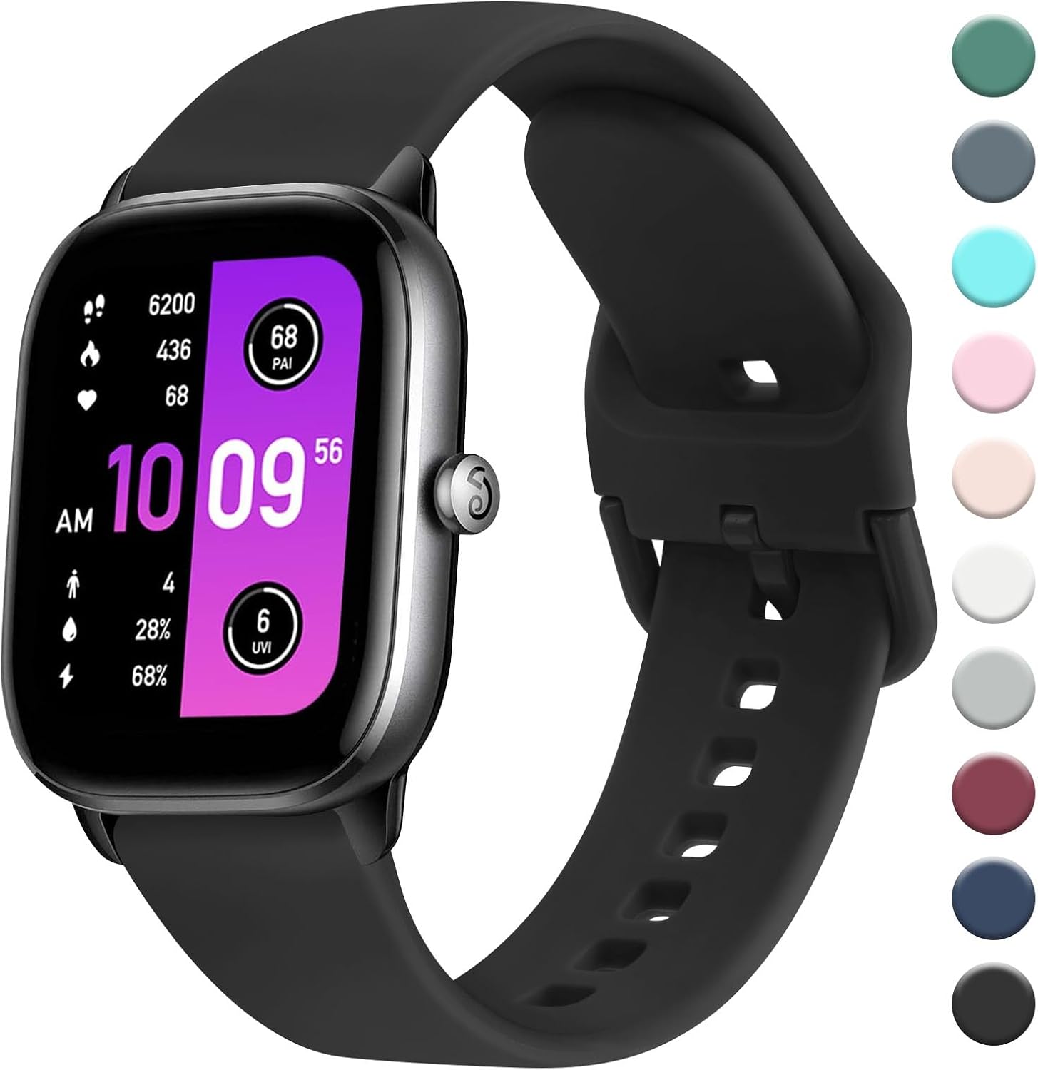 AK Straps Compatible with Amazfit GTS 2 Mini/GTS 4 / GTS 4 Mini/GTS 3 / GTS 2 / GTS 2e,20mm Soft Silicone Sport Replacement for Amazfit Bip 3 Pro/Bip 3/Bip U Pro/Bip Lite/Bip S/Bip U(Black)