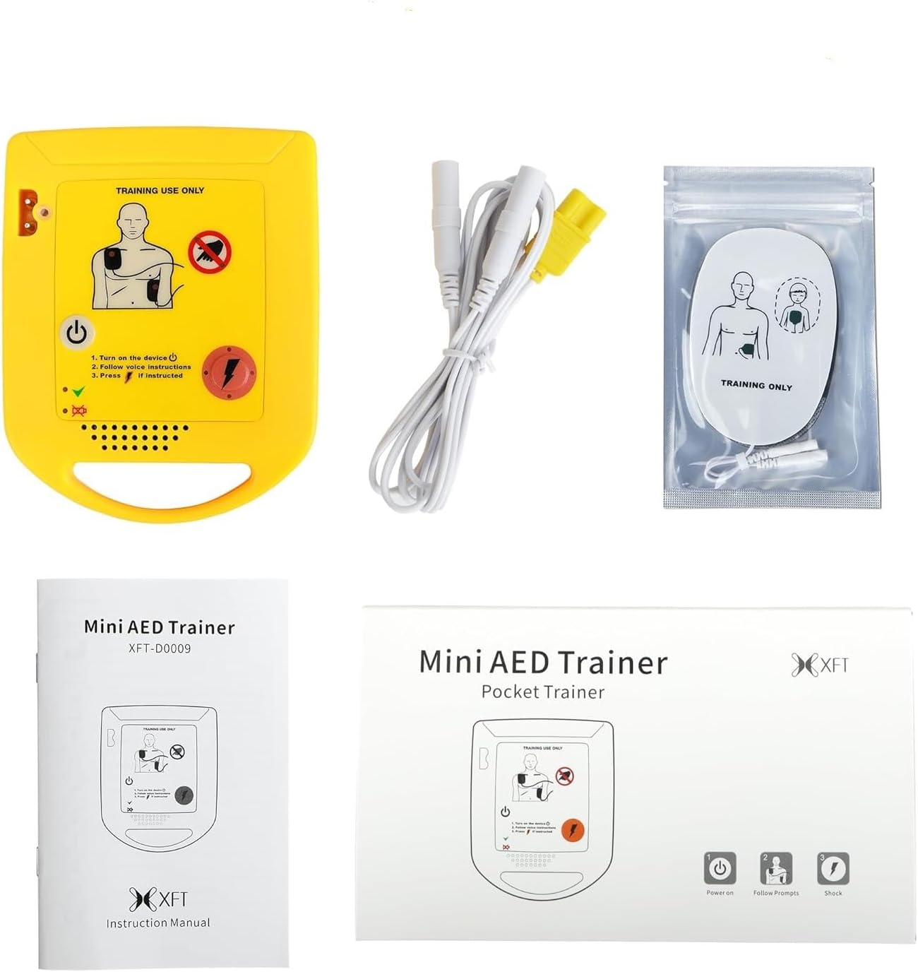 Mini AED Trainer, XFT Portable AED Training Kit Essentials AED Training Device in English for Defibrillator Trainee Beginner (XFT-D0009)