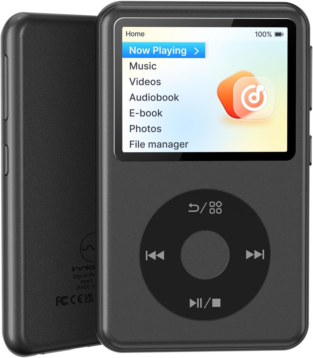 Innioasis 64GB Mp3 Player with Bluetooth, Lossless DSD DAC FLAC Support, Y2 Classic Dedicated Music Player with Playlists, Nostalgia Design, Supports up to 2TB Black