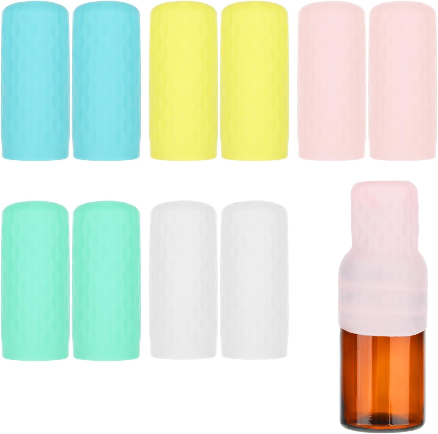 Qianyu 10 Pack Elastic Sleeves for Leak Proofing Travel Essentials Silicone Leak Proof Bottle Covers Reusable Luggage Travel Accessories for Women and Men Fit Most Travel Size Toiletries