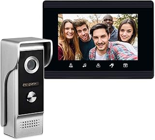 Video Intercom System, 7 Inches Monitor Wired Video Door Phone Doorbell Kits, Indoor Outdoor IR Camera Support Unlock, Monitoring, Dual-Way Intercom for Villa House Office Apartment