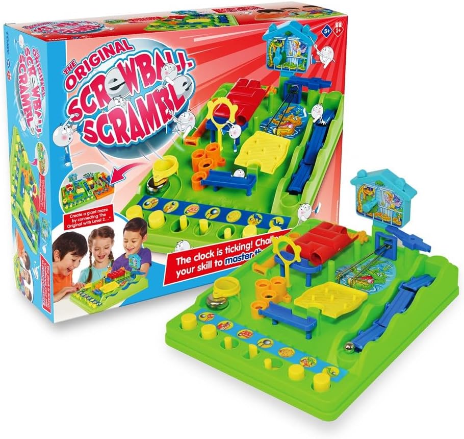 TOMY Screwball Scramble Classic Retro Children's Preschool Action Board Game, Puzzle Board Family Game, Kids Game For 5, 6, 7, 8 and 9 Years + Boys and Girls, Packaging May Vary