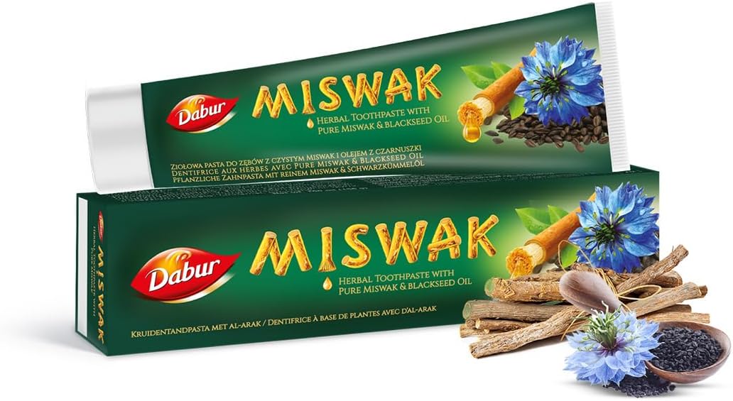 Dabur Miswak Blackseed Toothpaste - 100gm | for Healthy Gums | Herbal Toothpaste with Pure Miswak Extract & Blackseed Blend, Natural Oral Care for Fresh Breath, 100 ml (Pack of 1)